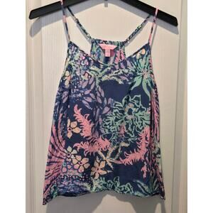 Lilly Pulitzer Dusk Silk Top Racer Back Tank Adjustable Straps sz S